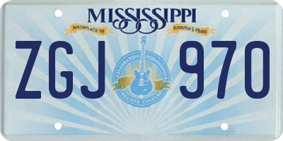 MS license plate ZGJ970