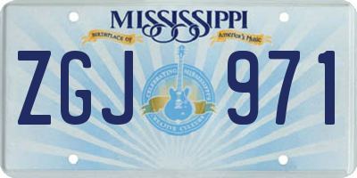 MS license plate ZGJ971