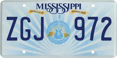 MS license plate ZGJ972