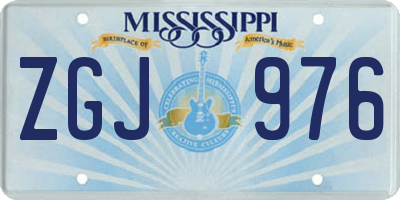 MS license plate ZGJ976