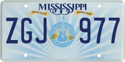 MS license plate ZGJ977