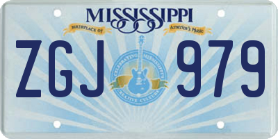 MS license plate ZGJ979