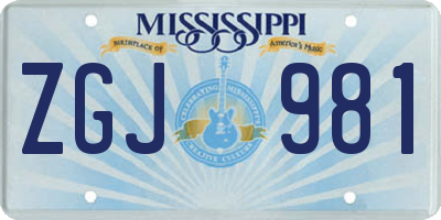 MS license plate ZGJ981