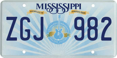 MS license plate ZGJ982