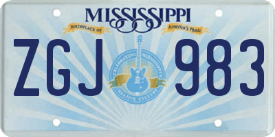 MS license plate ZGJ983