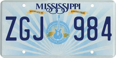 MS license plate ZGJ984