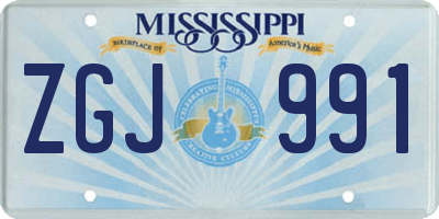MS license plate ZGJ991