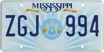 MS license plate ZGJ994