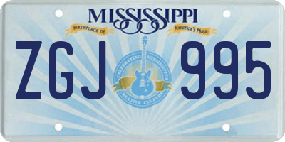 MS license plate ZGJ995