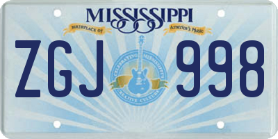MS license plate ZGJ998