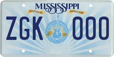 MS license plate ZGK000