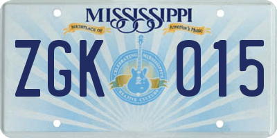 MS license plate ZGK015