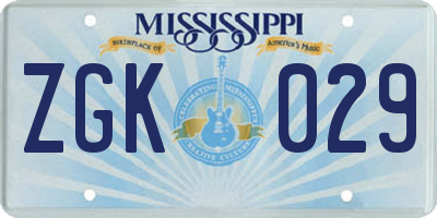MS license plate ZGK029
