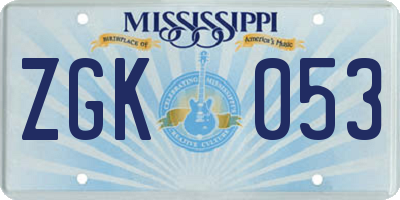 MS license plate ZGK053