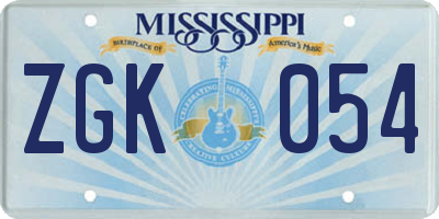 MS license plate ZGK054