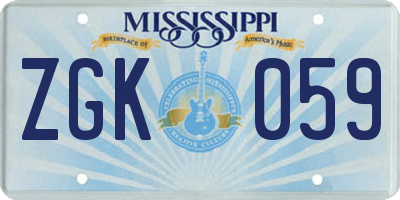 MS license plate ZGK059