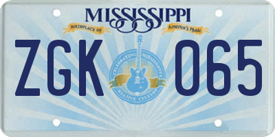 MS license plate ZGK065