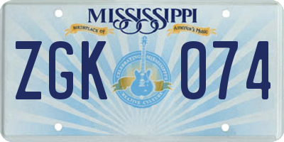 MS license plate ZGK074