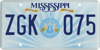 MS license plate ZGK075