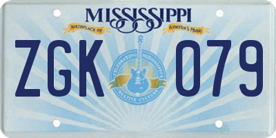 MS license plate ZGK079