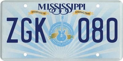 MS license plate ZGK080