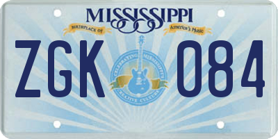 MS license plate ZGK084