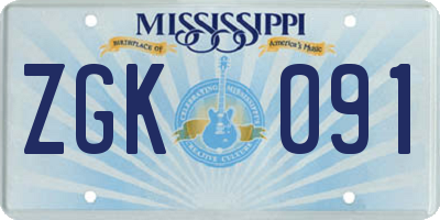 MS license plate ZGK091