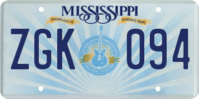 MS license plate ZGK094