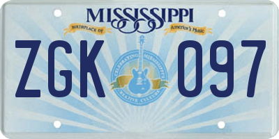 MS license plate ZGK097