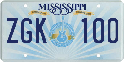 MS license plate ZGK100