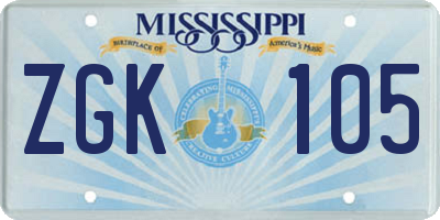 MS license plate ZGK105