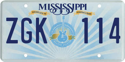 MS license plate ZGK114