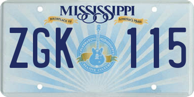 MS license plate ZGK115
