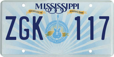 MS license plate ZGK117