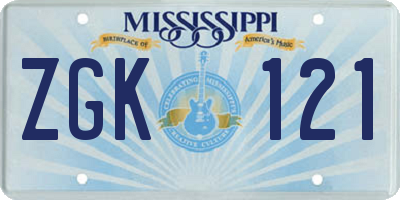 MS license plate ZGK121
