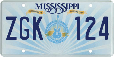 MS license plate ZGK124