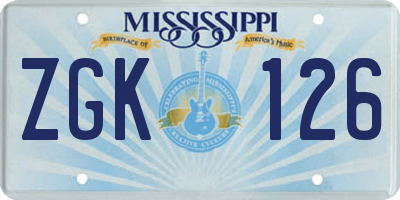 MS license plate ZGK126