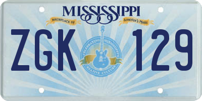 MS license plate ZGK129