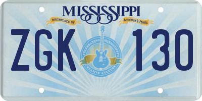 MS license plate ZGK130