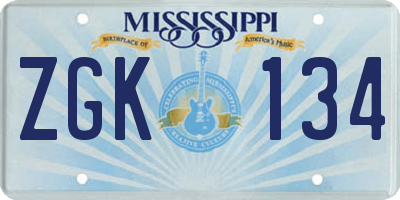 MS license plate ZGK134