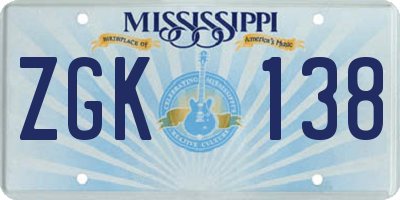 MS license plate ZGK138