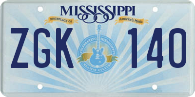 MS license plate ZGK140