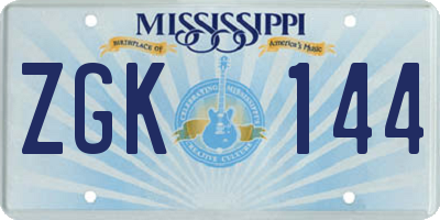 MS license plate ZGK144