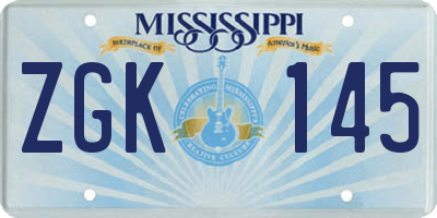 MS license plate ZGK145