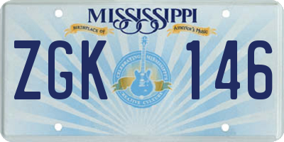 MS license plate ZGK146