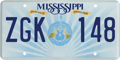 MS license plate ZGK148