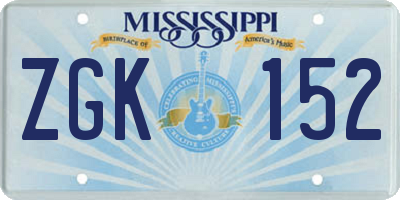 MS license plate ZGK152