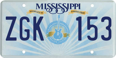 MS license plate ZGK153