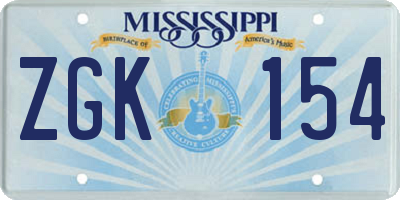 MS license plate ZGK154