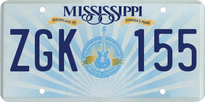 MS license plate ZGK155